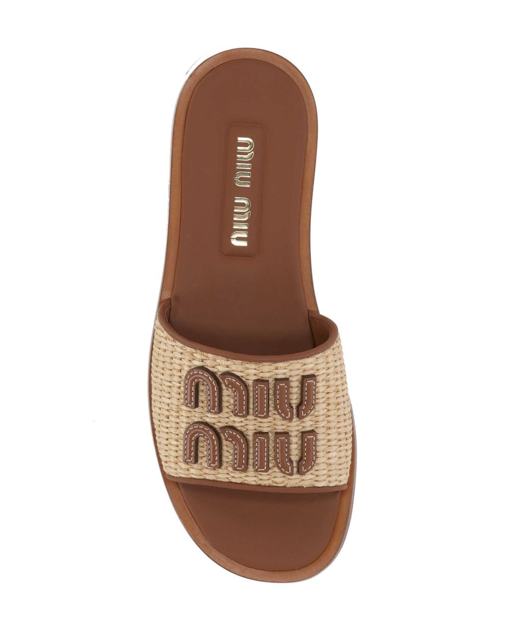 Miu Miu Multicolor Round-Toe Flat Sandals