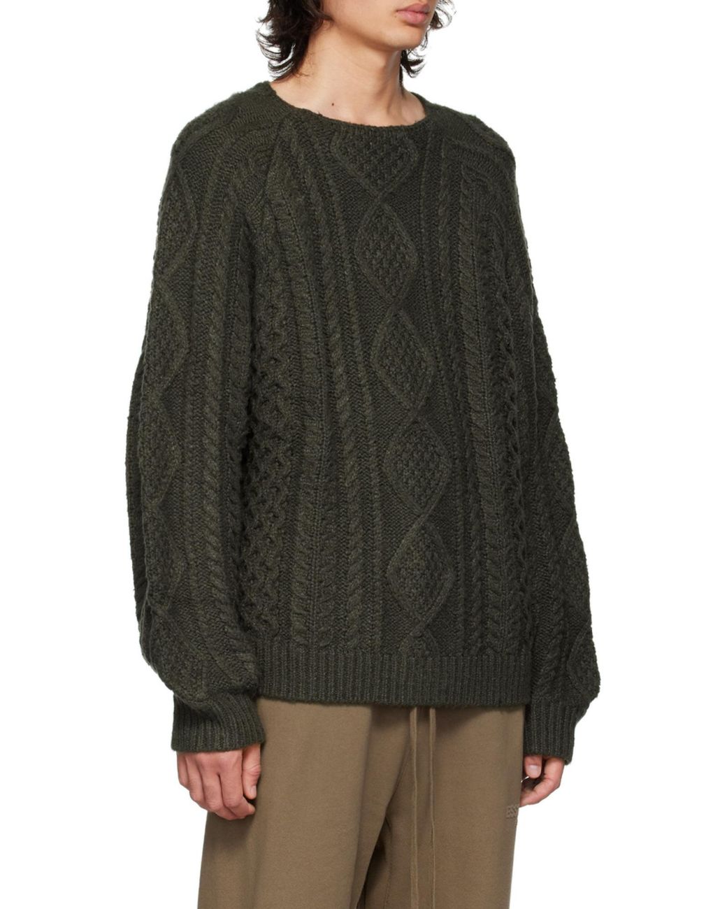 Fear Of God Black Cable-Knit Crew-Neck Jumper for men
