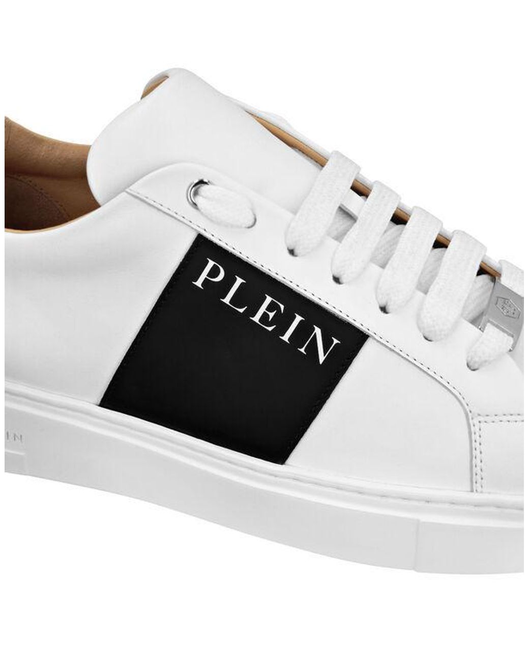 Philipp Plein White Logo-Printed Lace-Up Sneakers