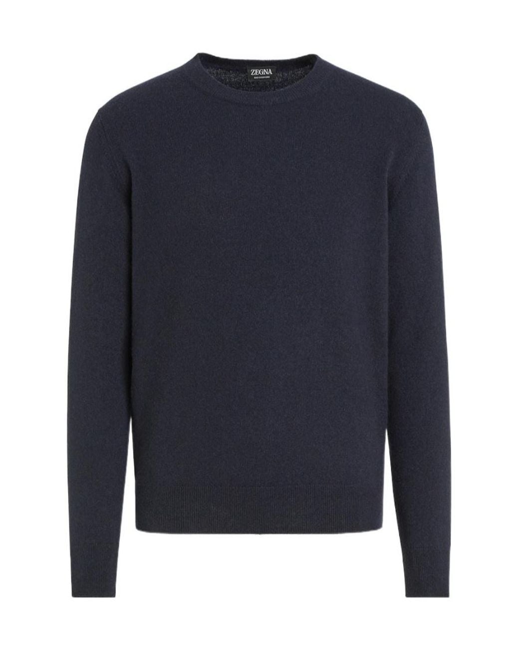 Zegna Blue Crew Neck Sweater for men