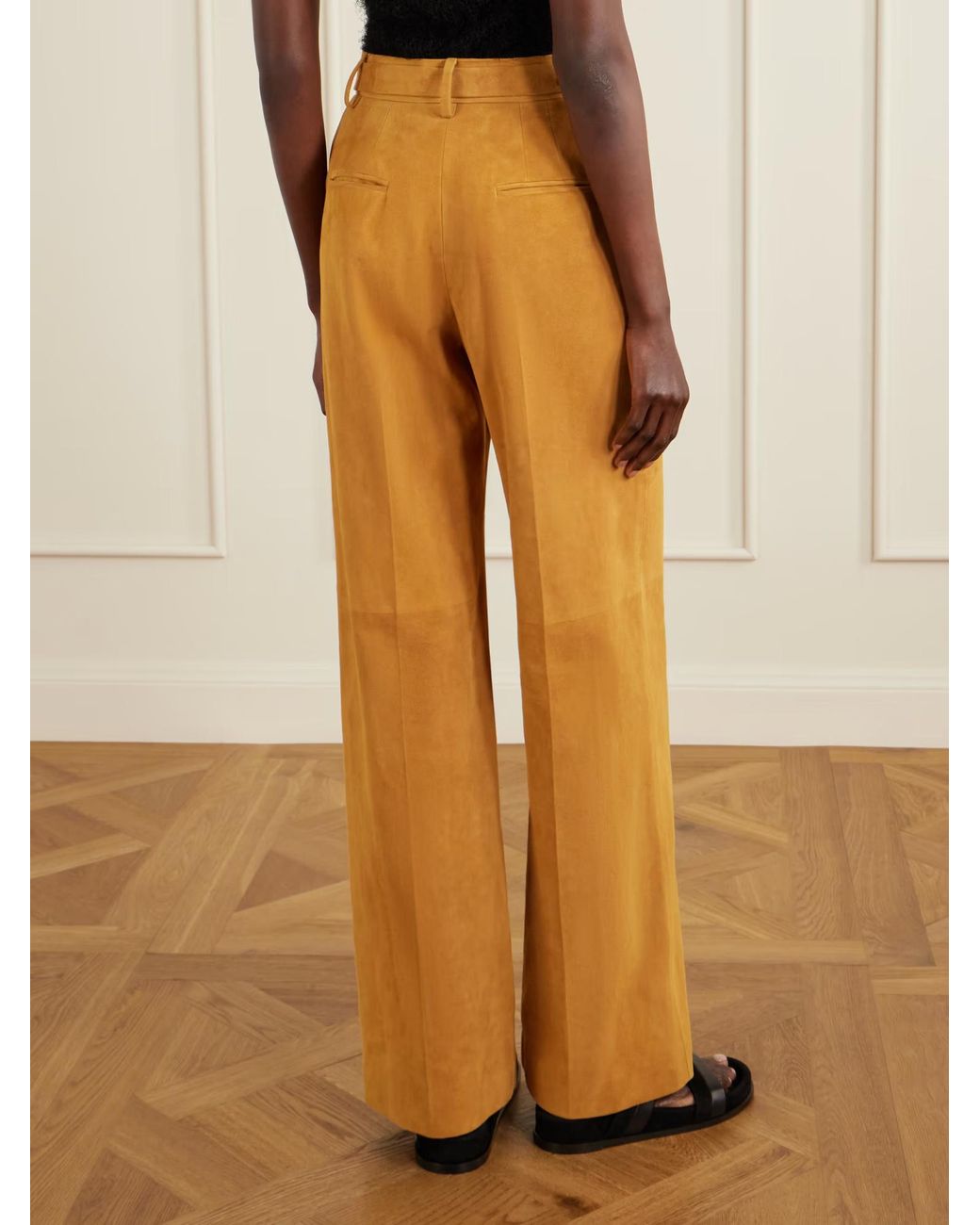Gabriela Hearst Orange Norman Belted Suede Straight-Leg Pants