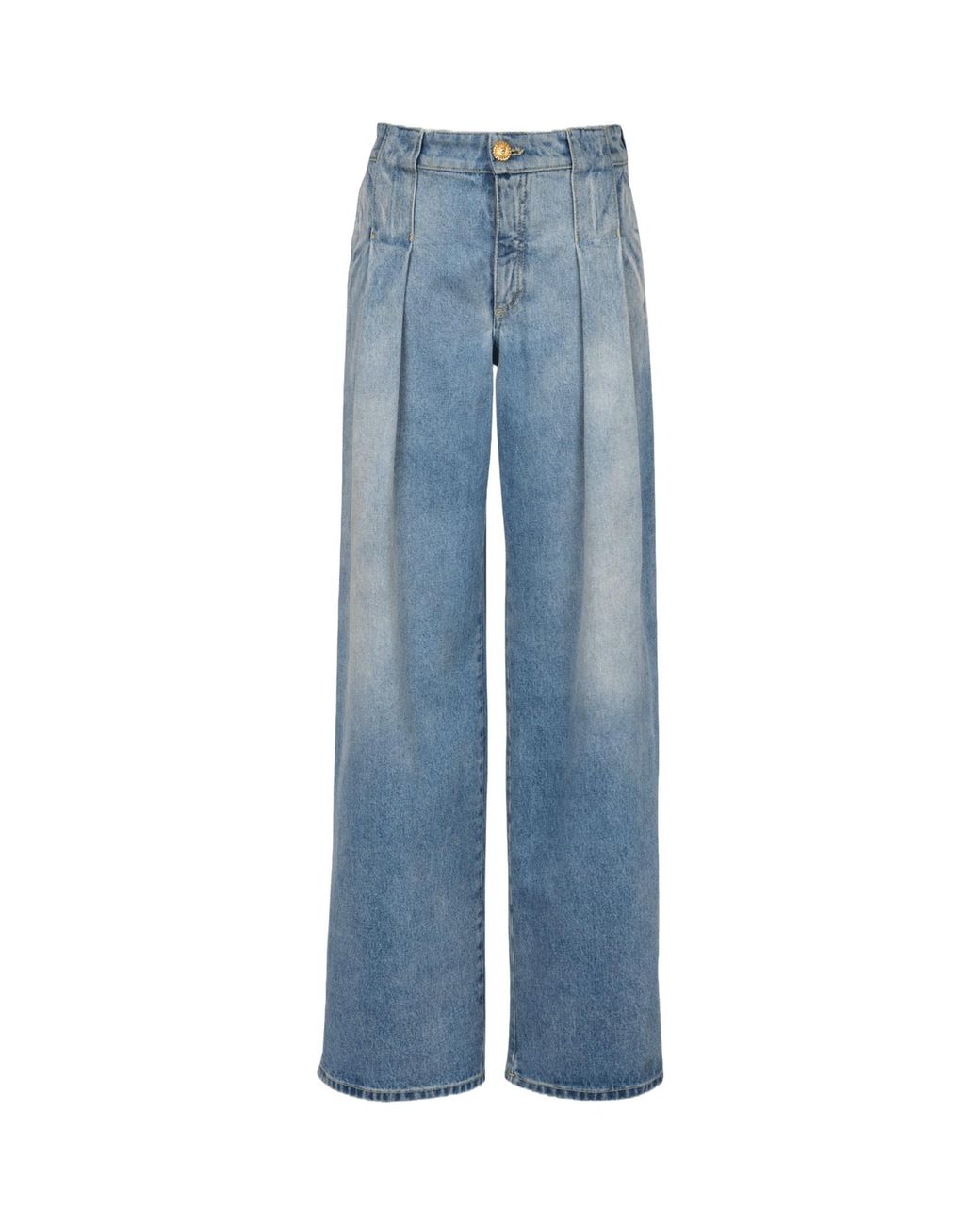 Balmain Blue Logo Detailed Pleated Jeans