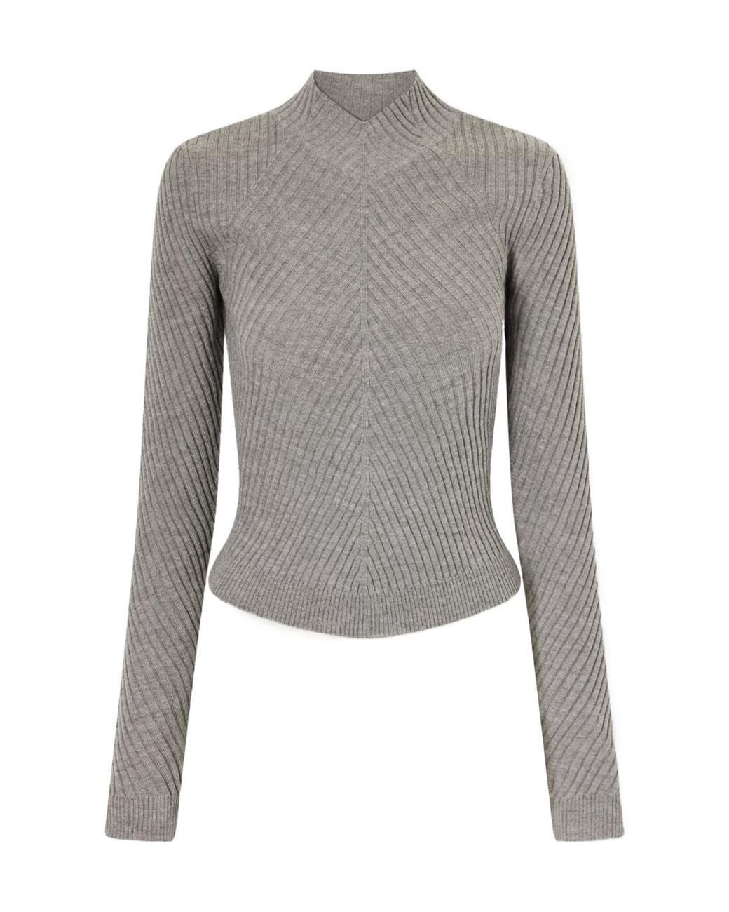 Victoria Beckham Gray Georgia Ribbed Merino Wool Sweater