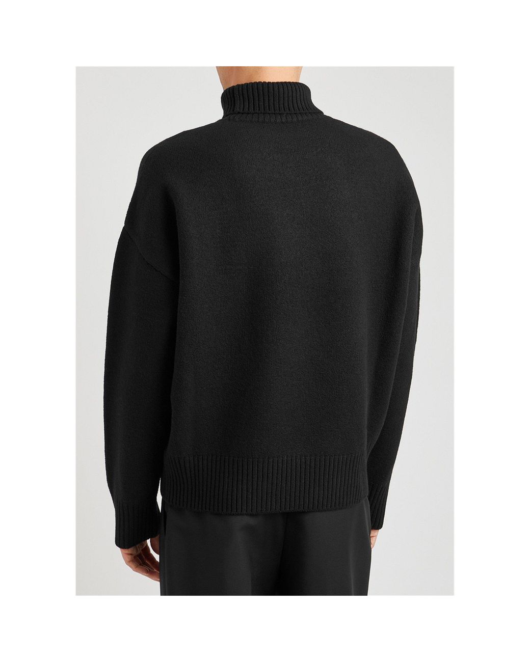 AMI Black Roll-Neck Wool Jumper for men