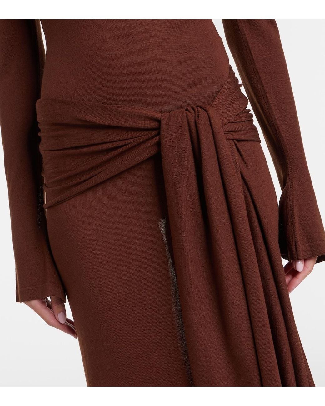 AYA MUSE Brown Lace-Trimmed Dress