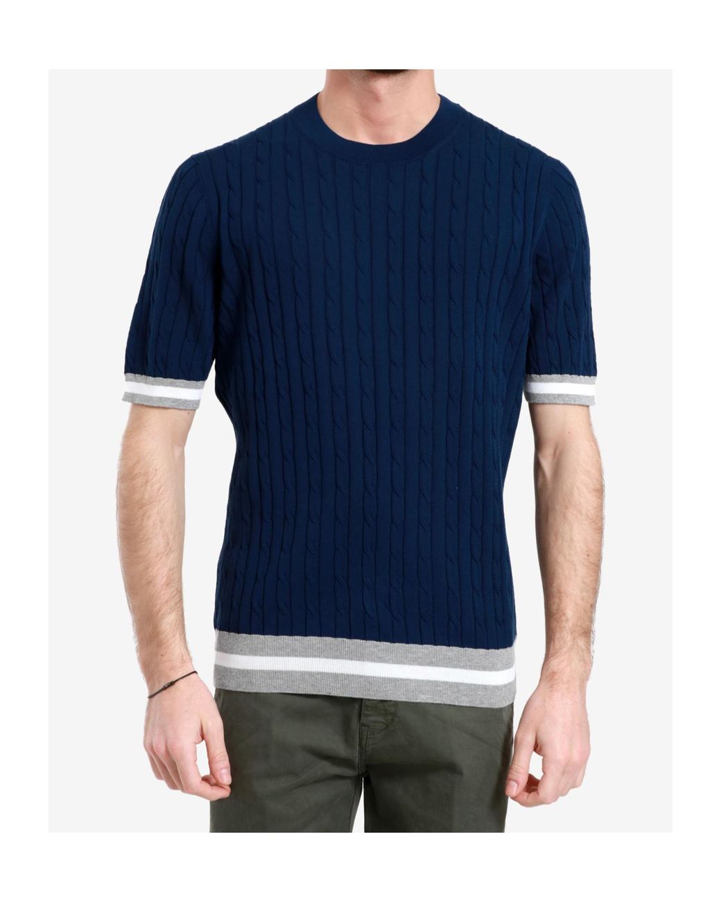 Gran Sasso Blue Short-Sleeved Sweater for men