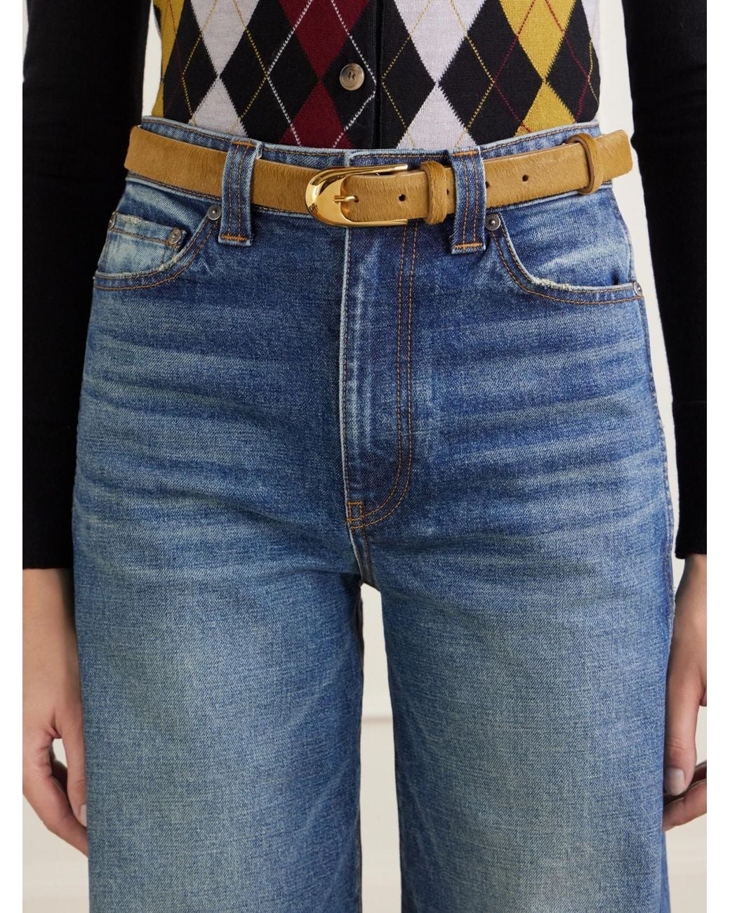Khaite Natural Dome Calf Hair Belt