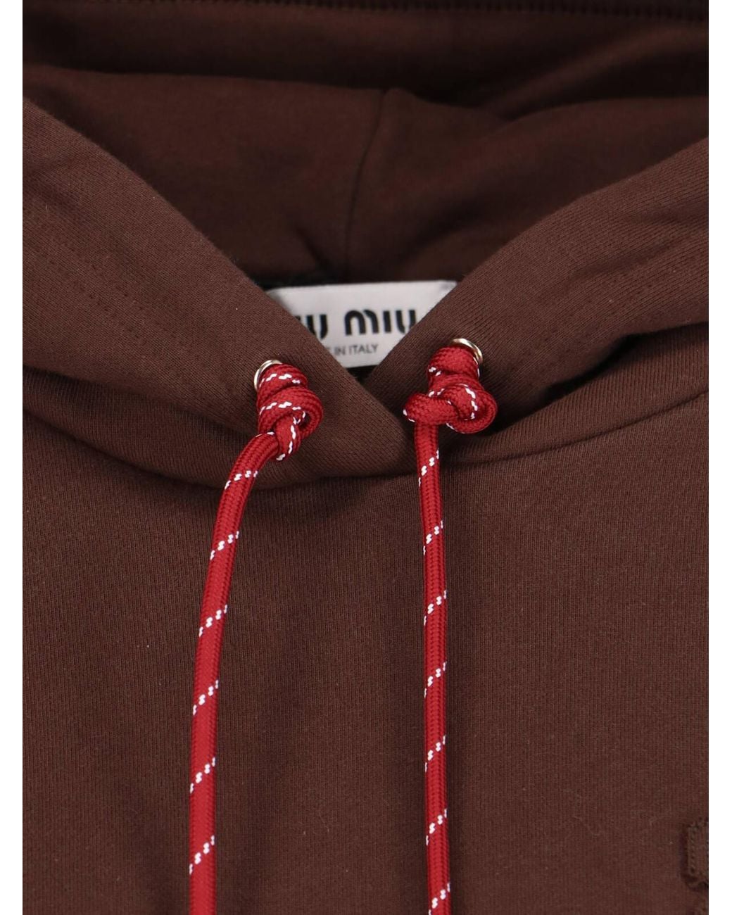 Miu Miu Brown Drawstring Cropped Hoodie