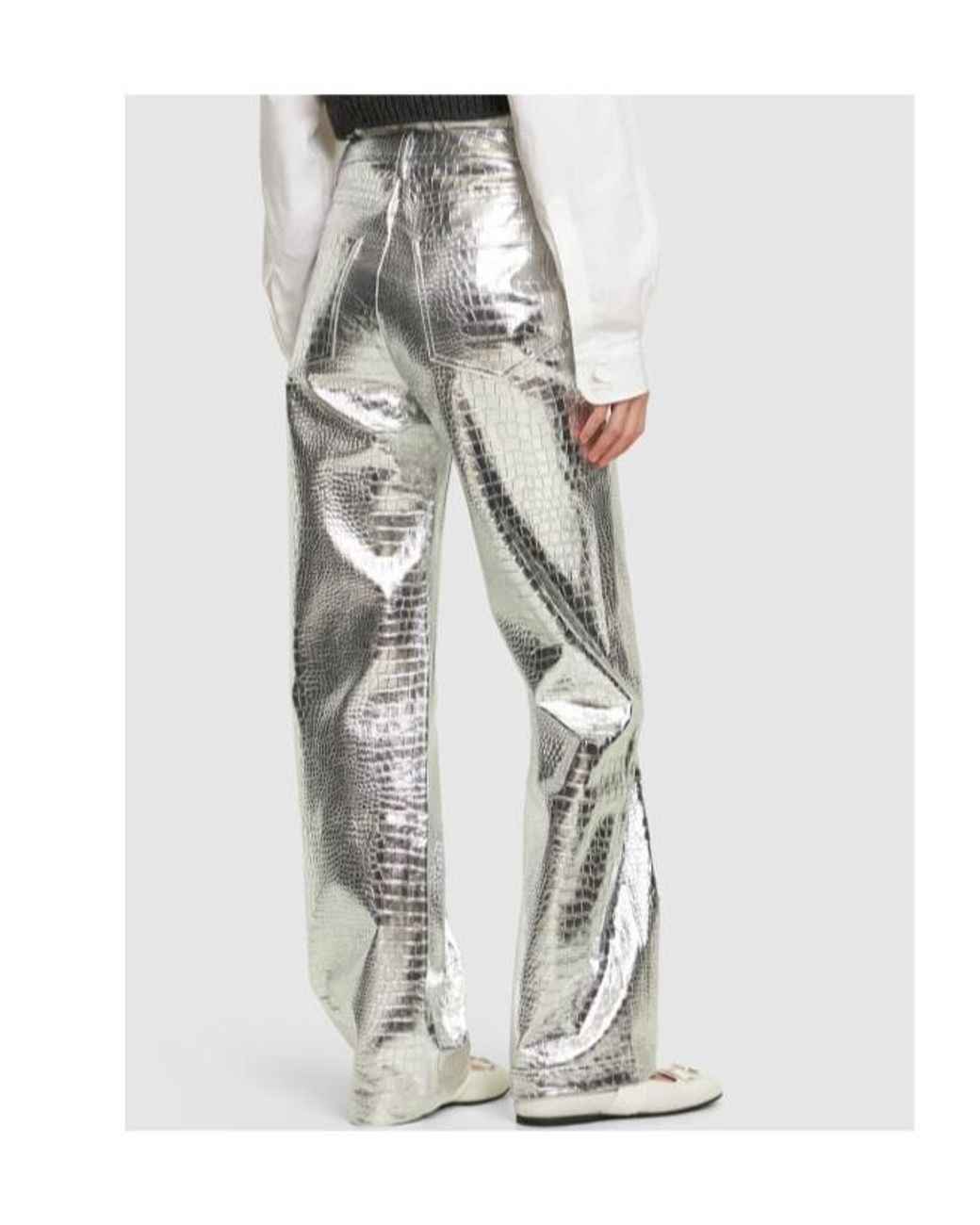 ROTATE BIRGER CHRISTENSEN Gray Textured Metallic Viscose Pants