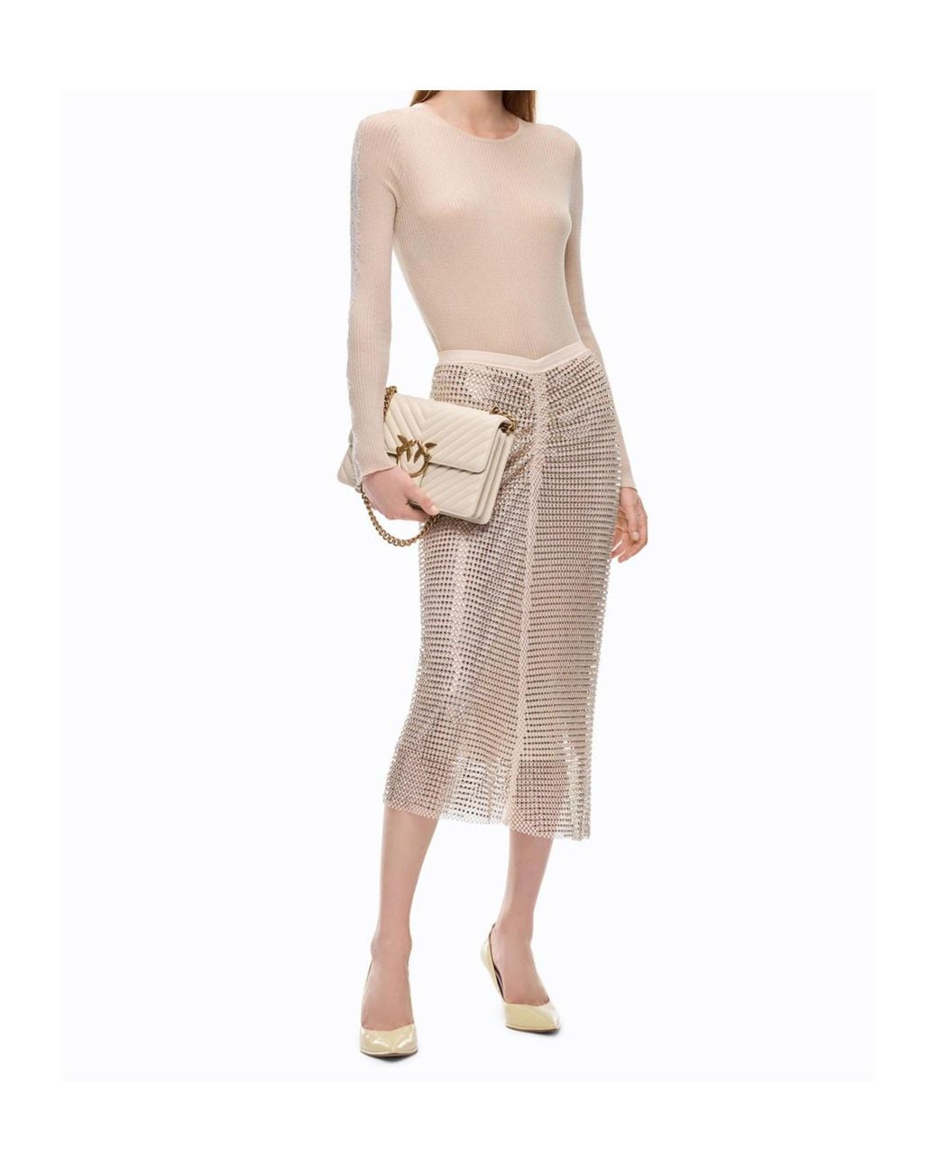 Pinko Pink Ribbed Sweater With Lace