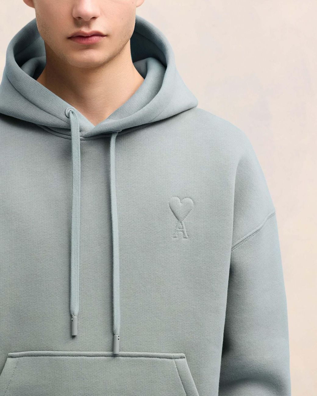 AMI Blue Long-Sleeved Drawstring Hoodie for men