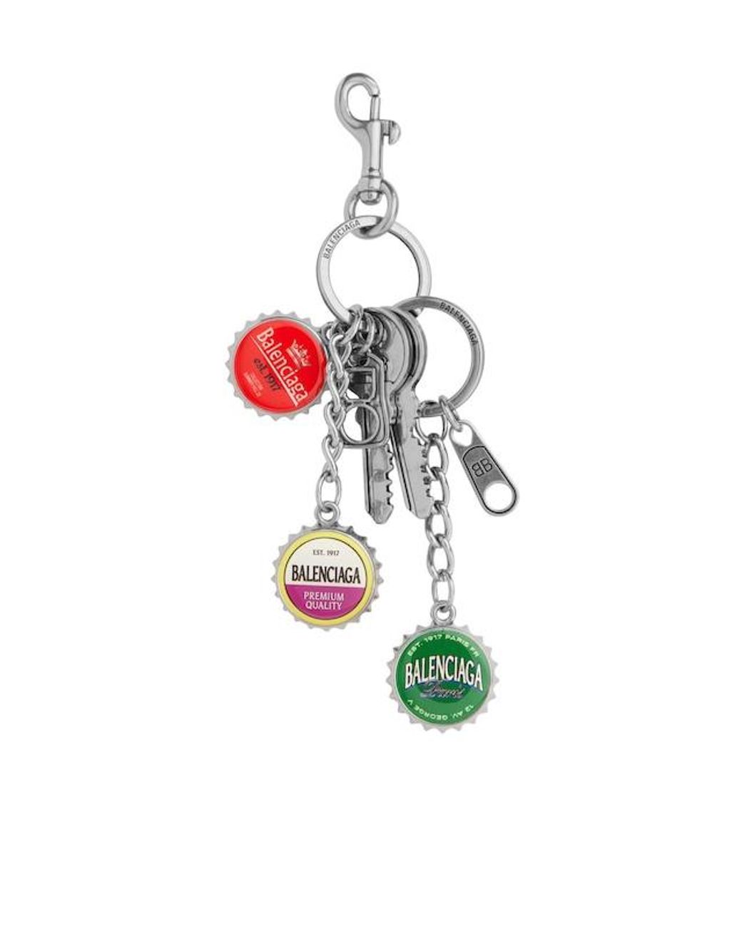 Balenciaga White Bottle Cap Charm Detailed Keychain for men