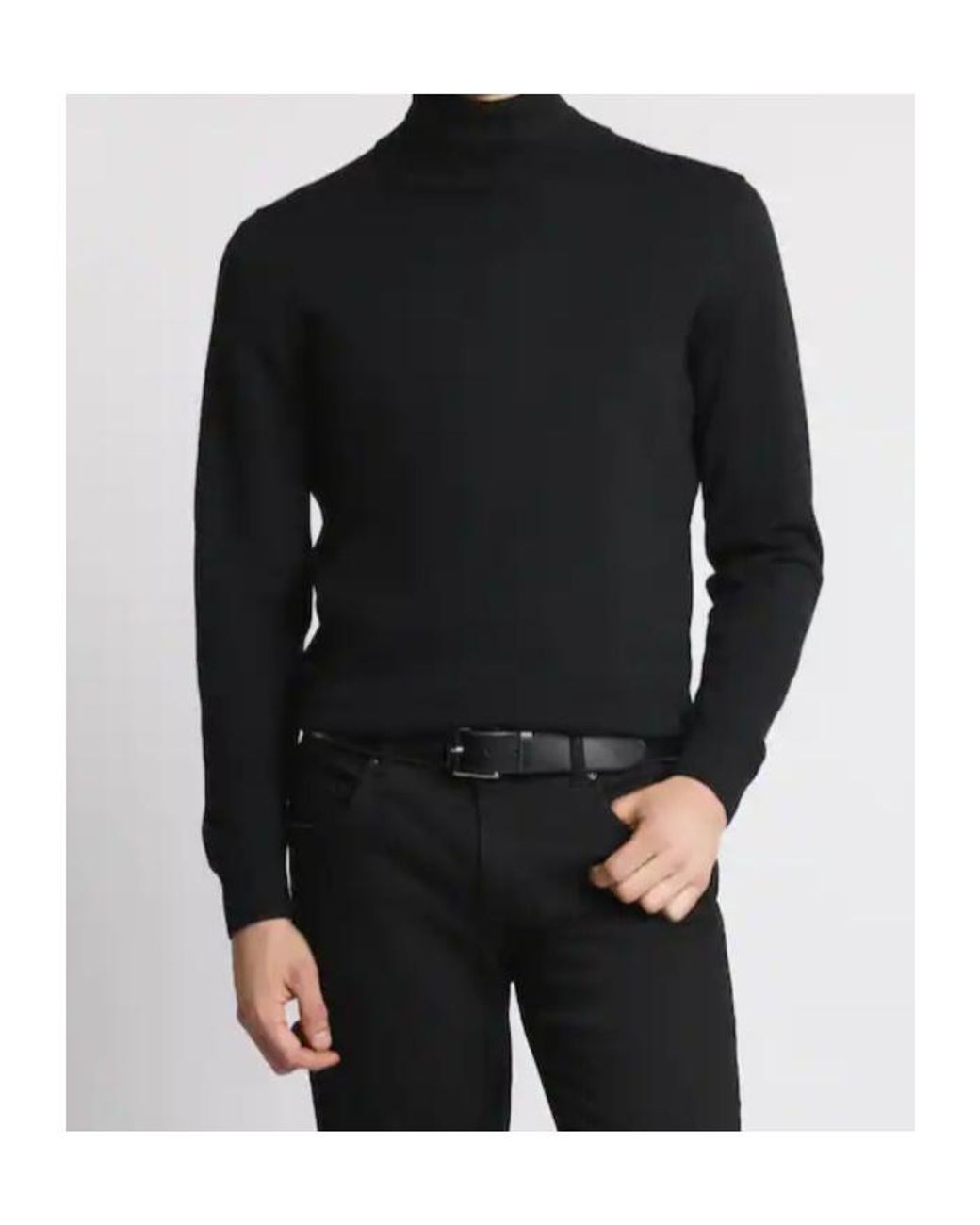 Fay Black High Neck Wool Sweater for men