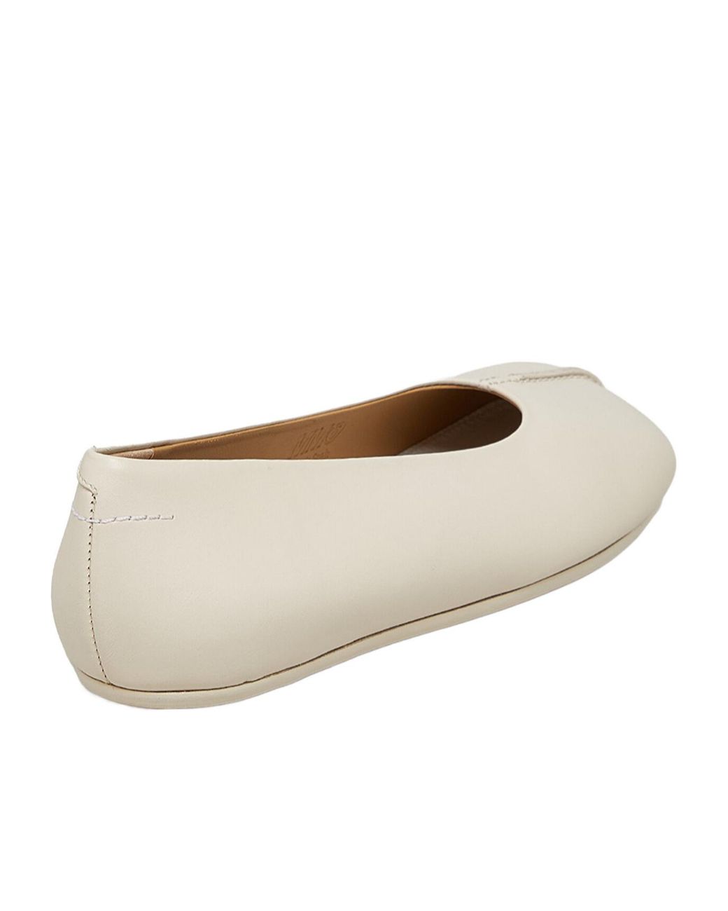 MM6 by Maison Margiela White Stitch-Out Asymmetric Toe Ballerina Shoes
