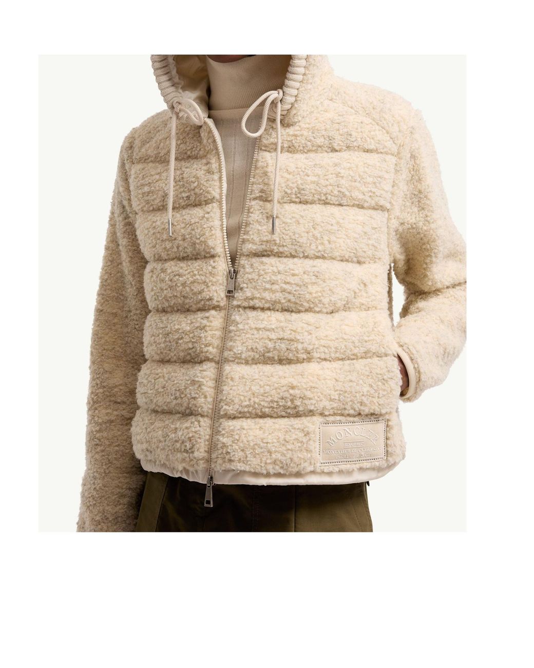 Moncler Natural Hooded Zip-Up Quilted Jacket
