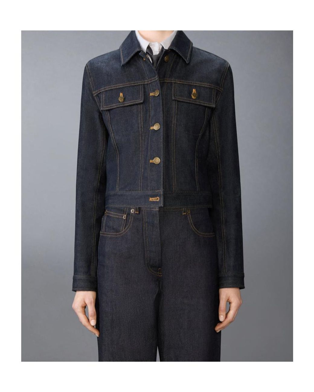 Thom Browne Blue Buttoned Denim Jacket