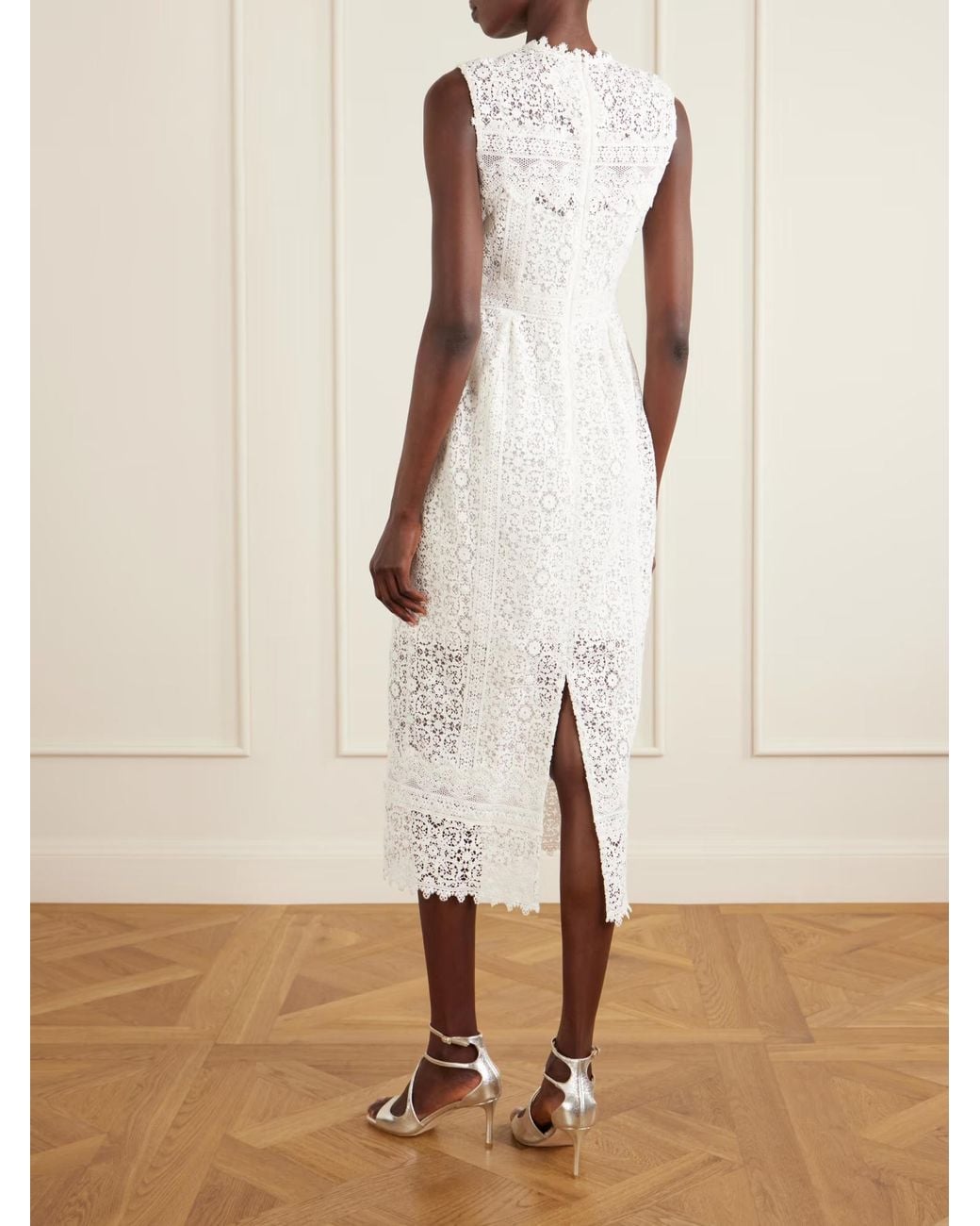 Erdem White Crystal-Embellished Lace Dress