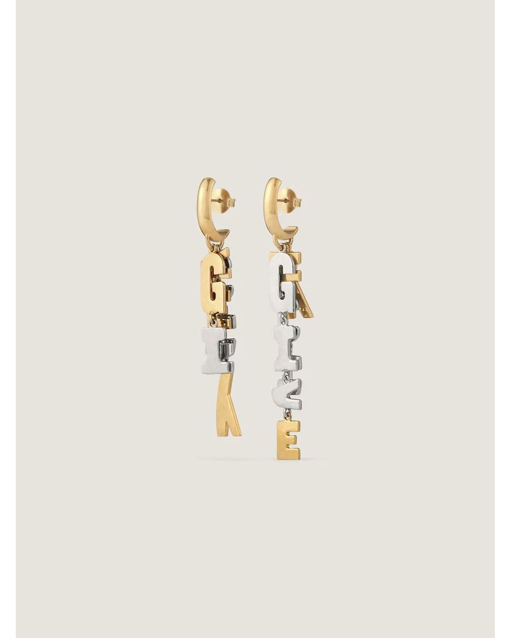 Givenchy Metallic Letters Asymmetric Earrings