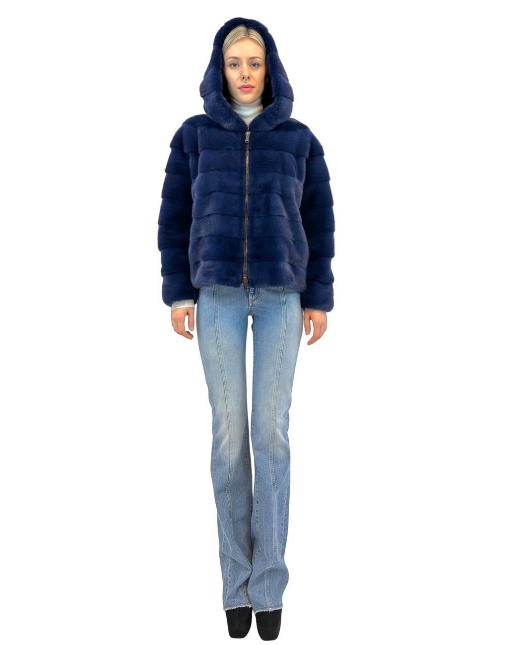 Liska Blue Hooded Fur