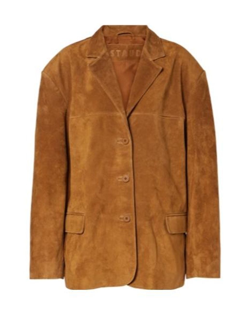 Staud Brown Corrine Single-Breasted Suede Jacket