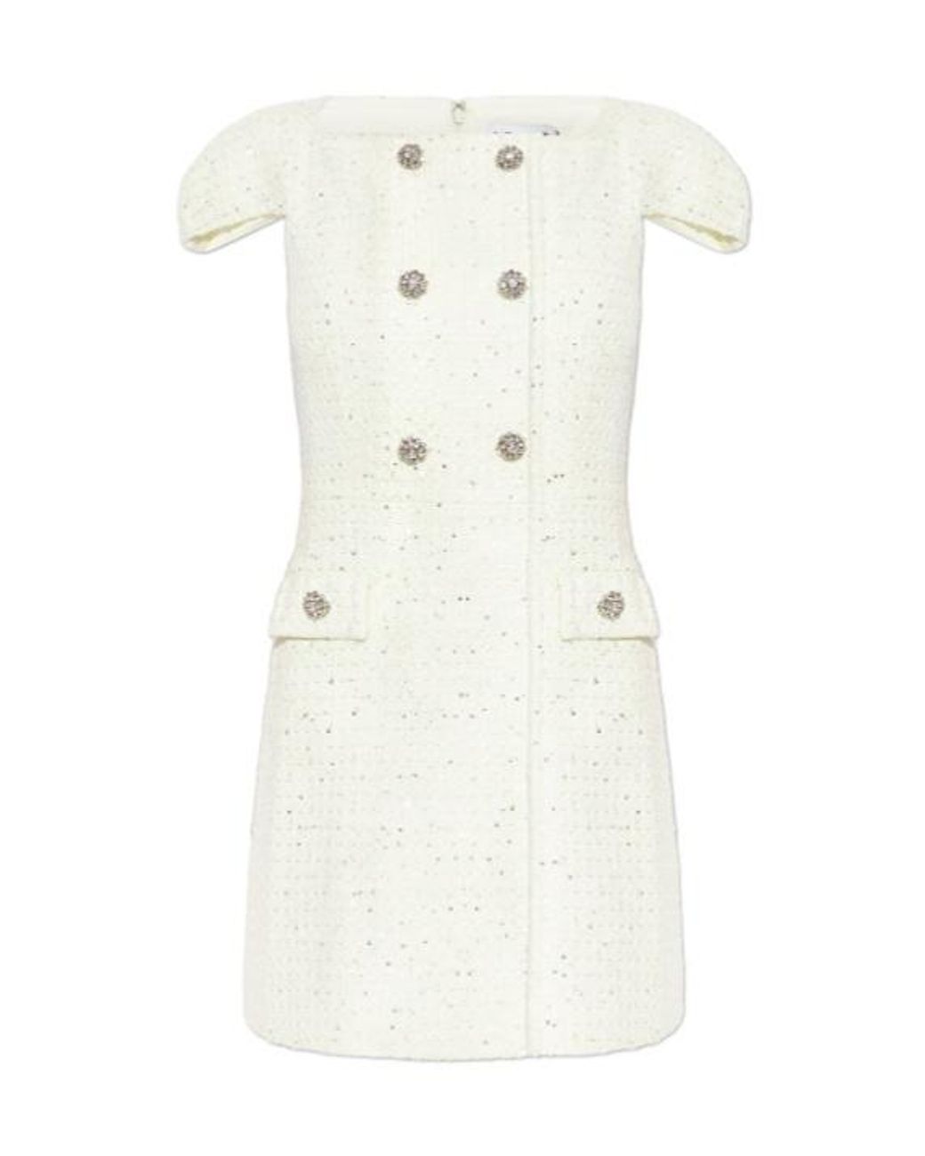Self-Portrait White Sp Lime Boucle Mini Dress