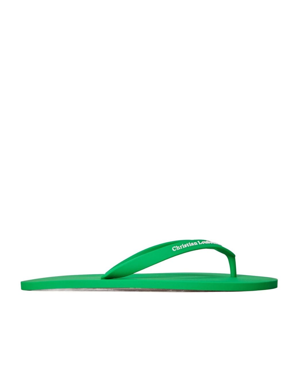 Christian Louboutin Green Solid Color Flip Flops for men