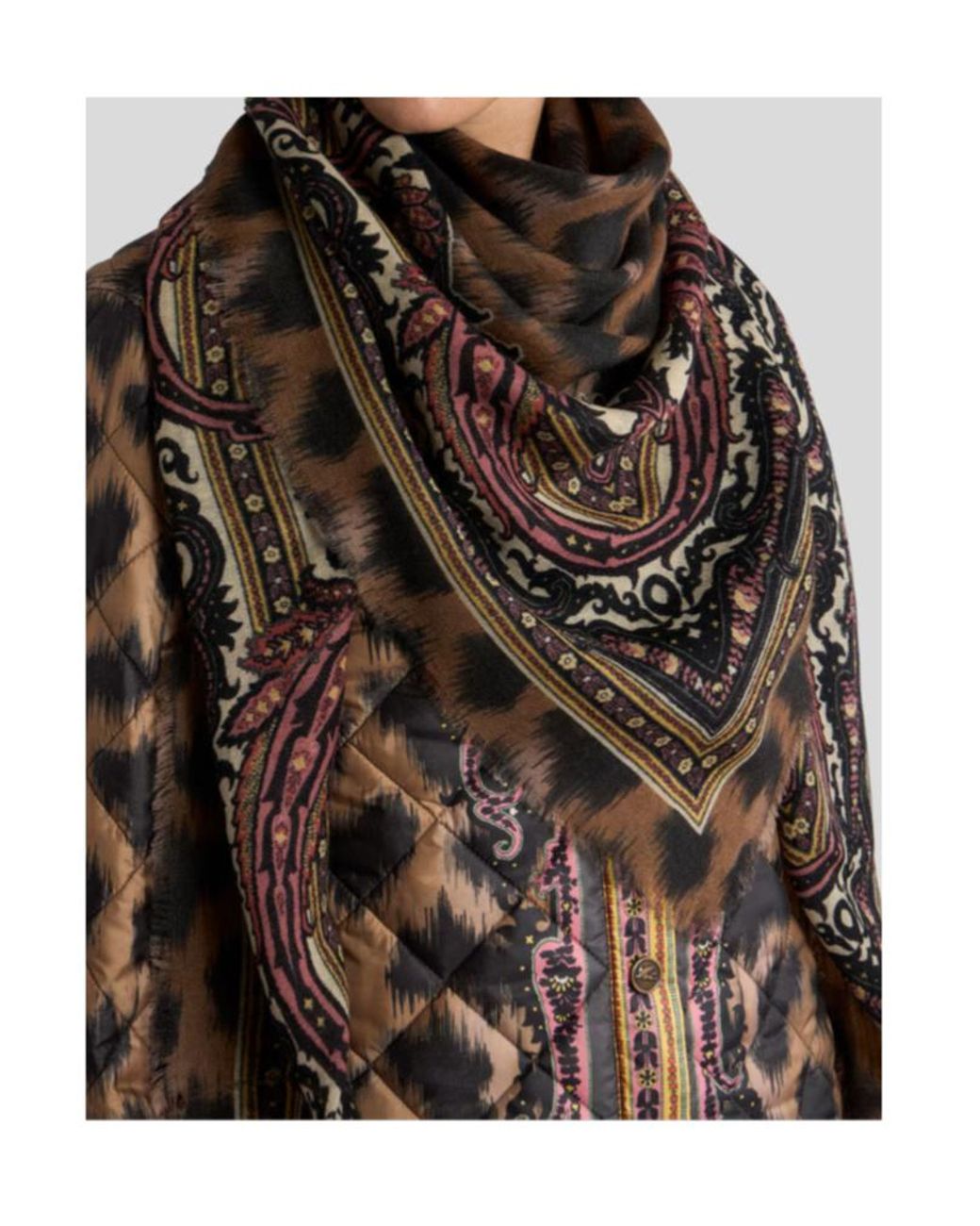 Etro Brown Animalier Square Scarf