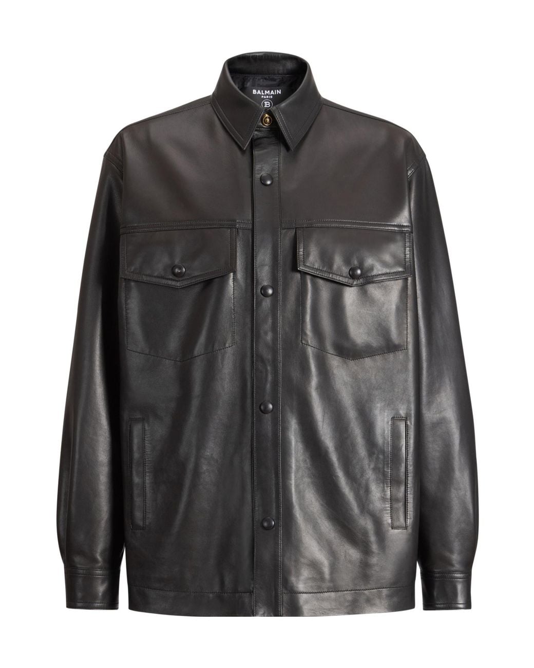Balmain Black Collared Button-Up Jacket for men