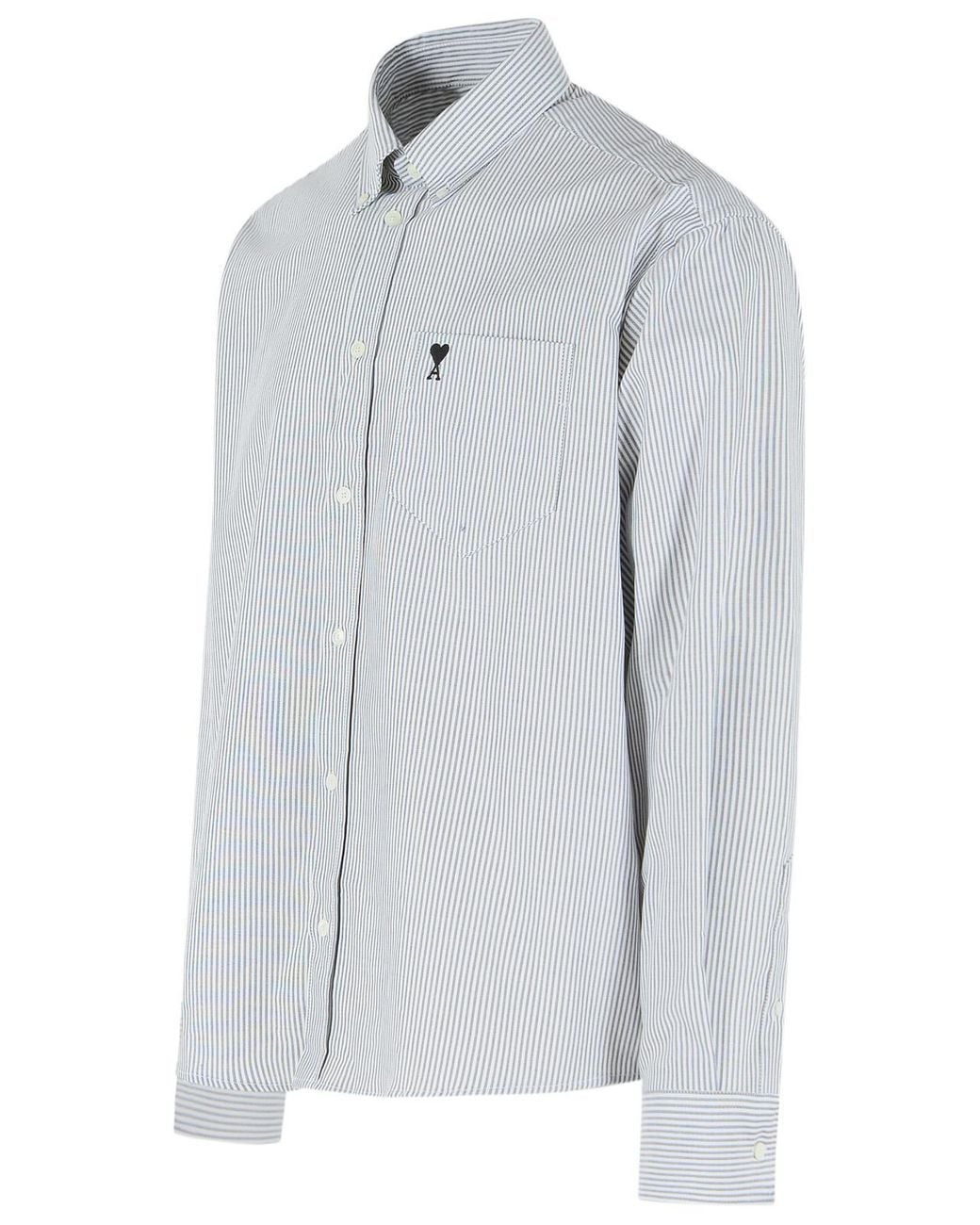 AMI White Ami Adc Boxy Striped Shirt for men