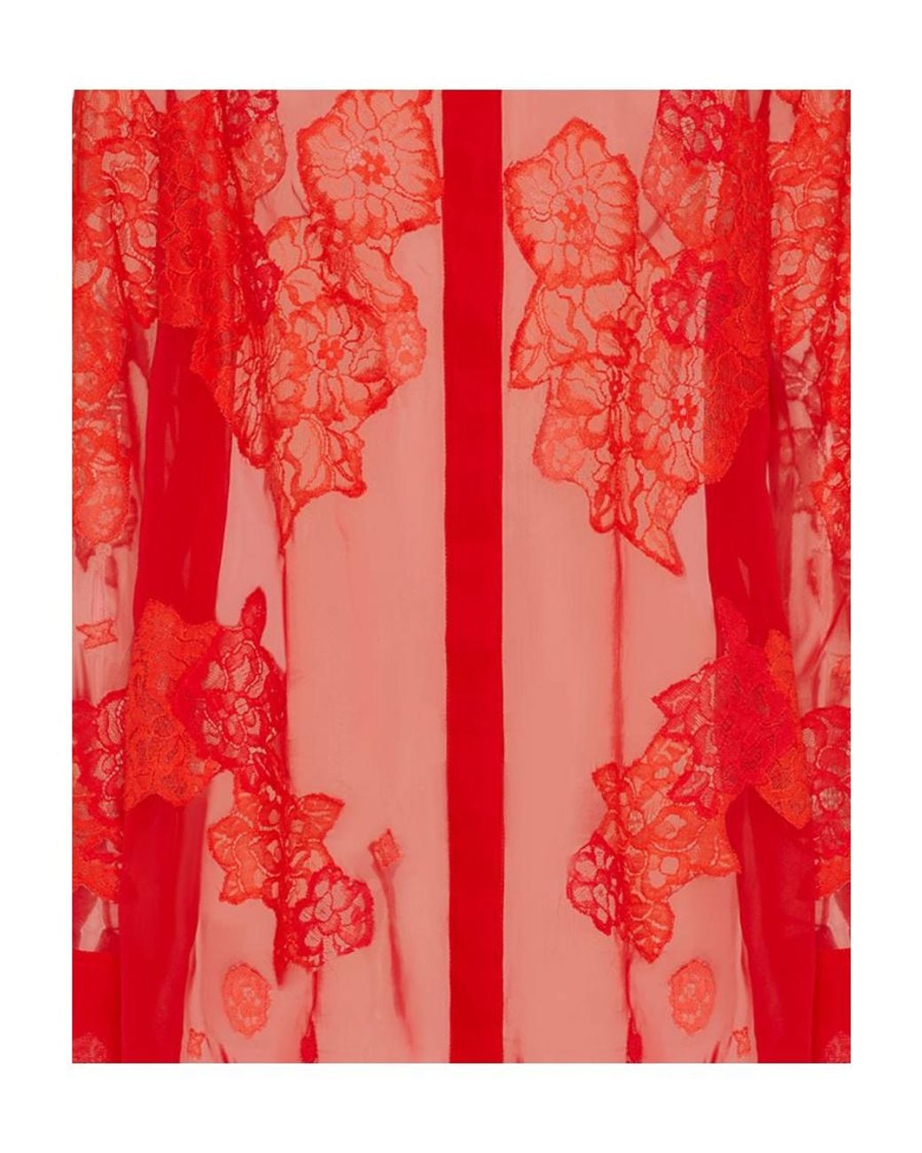 Valentino Red Long-Sleeve Lace Shirt