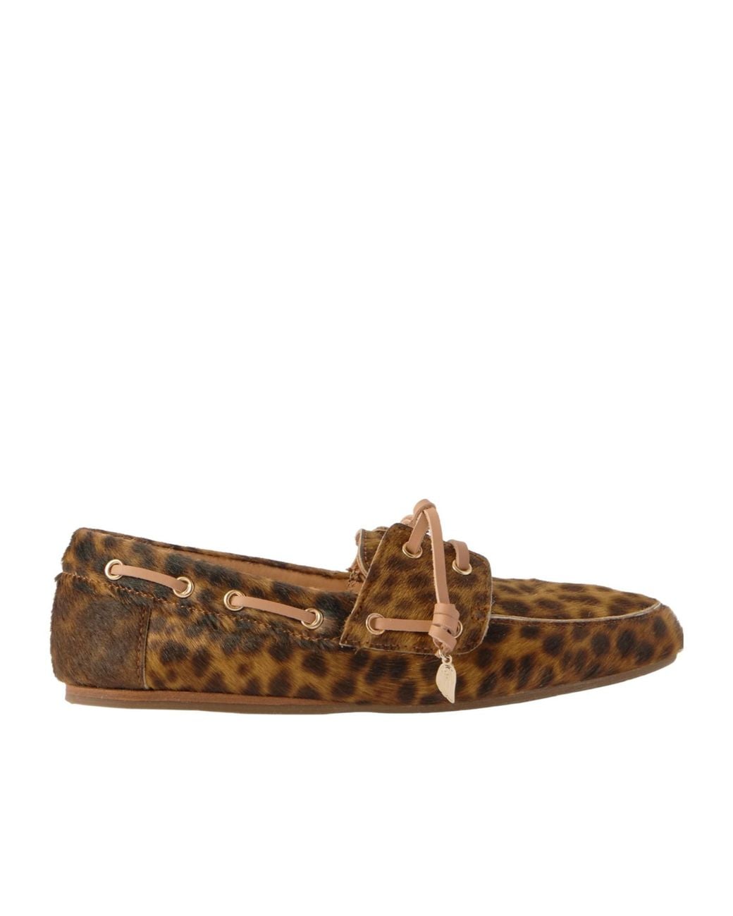 Ancient Greek Sandals Brown Pliaria Leopard-Print Leather-Trimmed Calf Hair Boat Shoes