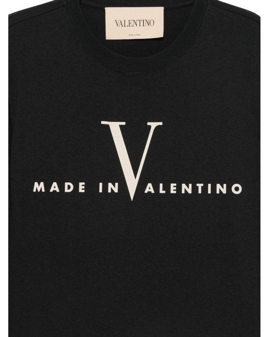 Valentino Black Logo Printed Crewneck T-Shirt for men