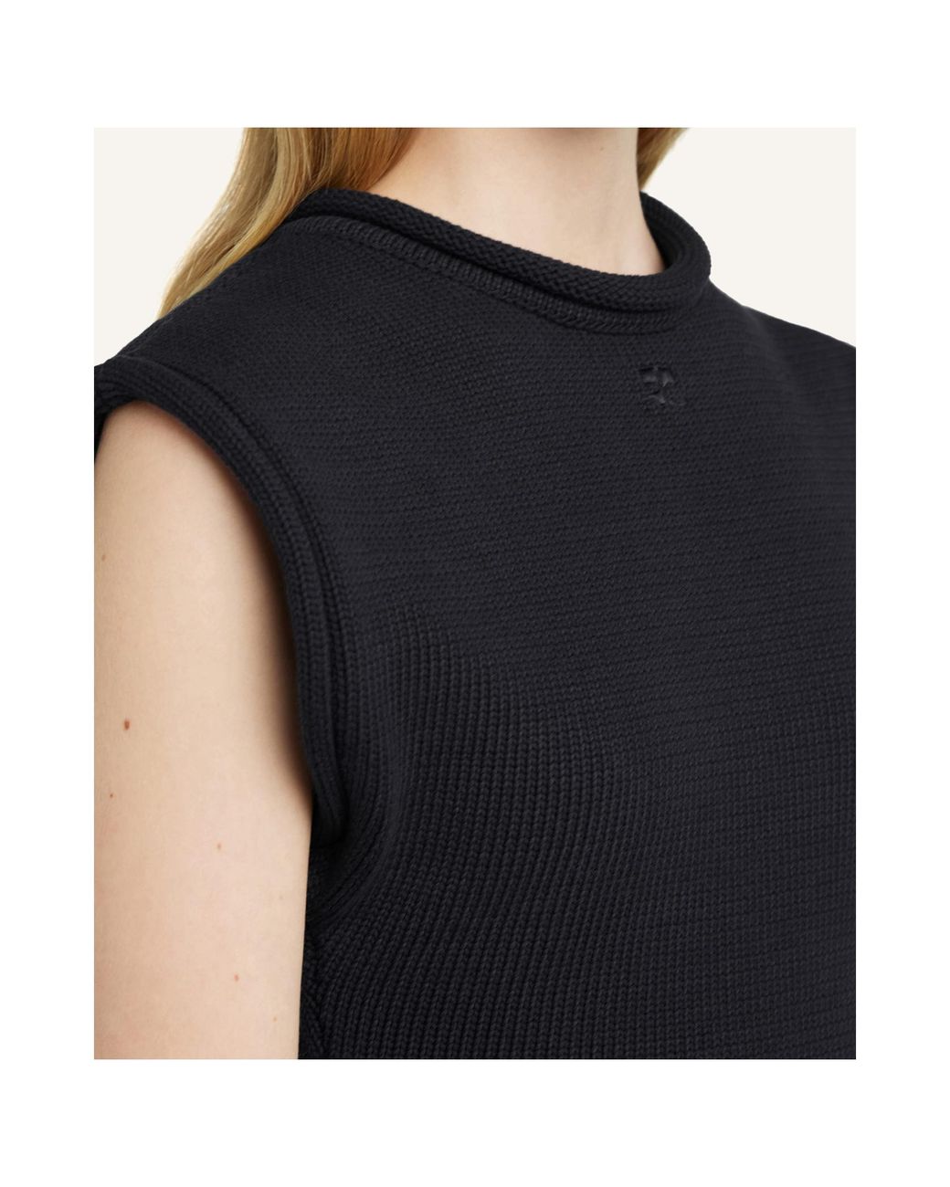 Courreges Black Courrèges Cropped Knitted Tank Top