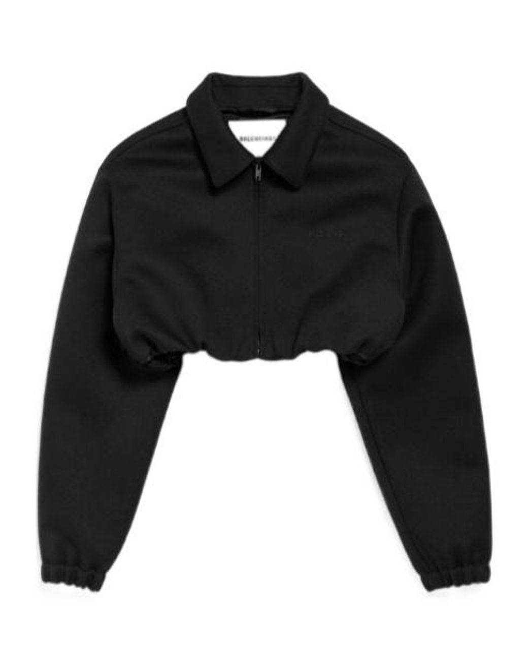 Balenciaga Black Wool Gabardine Cropped Blouson Jacket