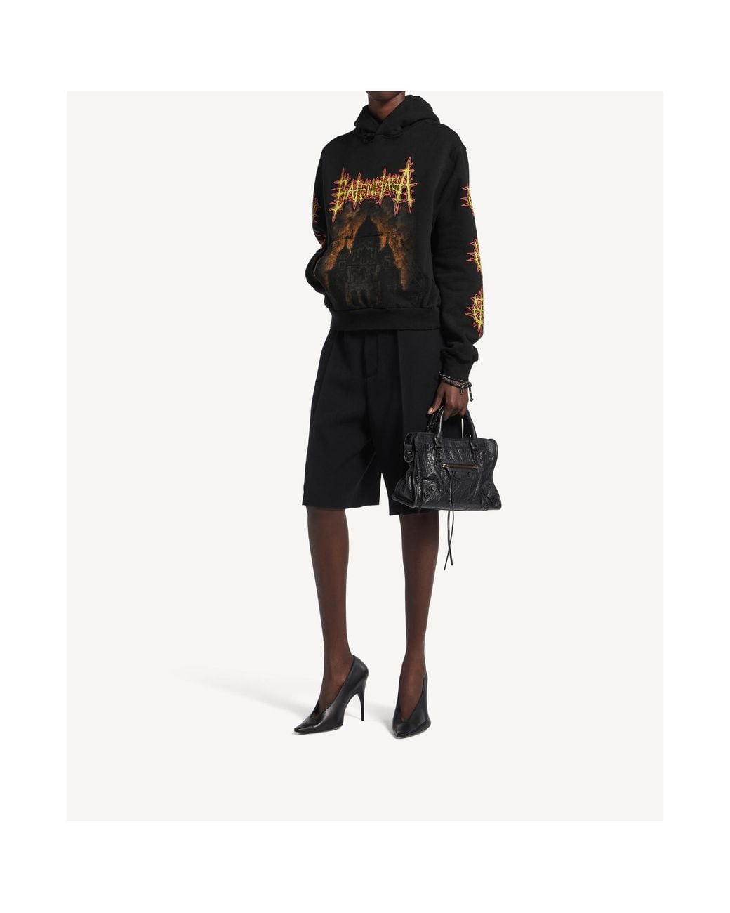 Balenciaga Black Graphic Medium Fit Hoodie