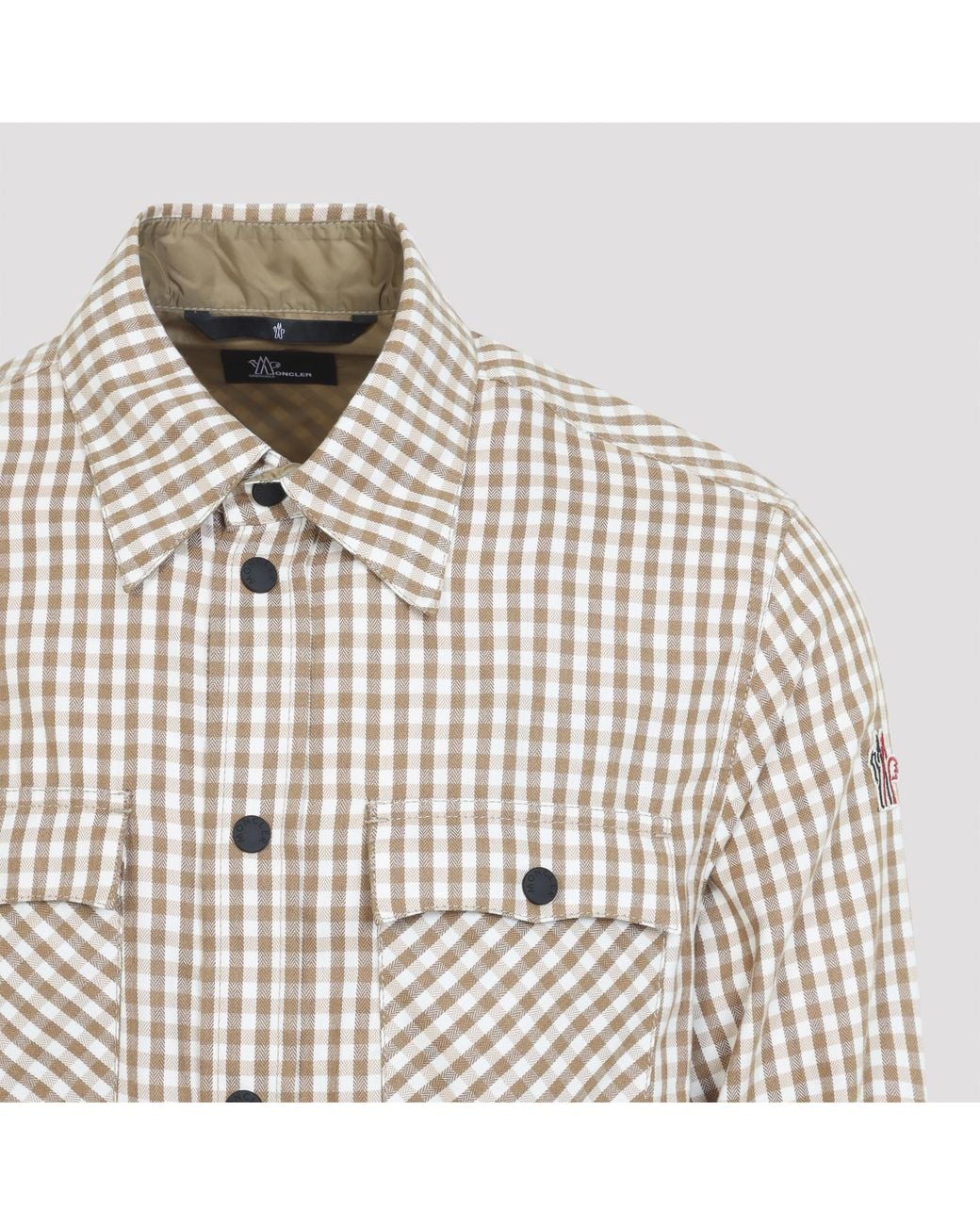 Moncler White Grenoble Gingham Utility Shirt for men