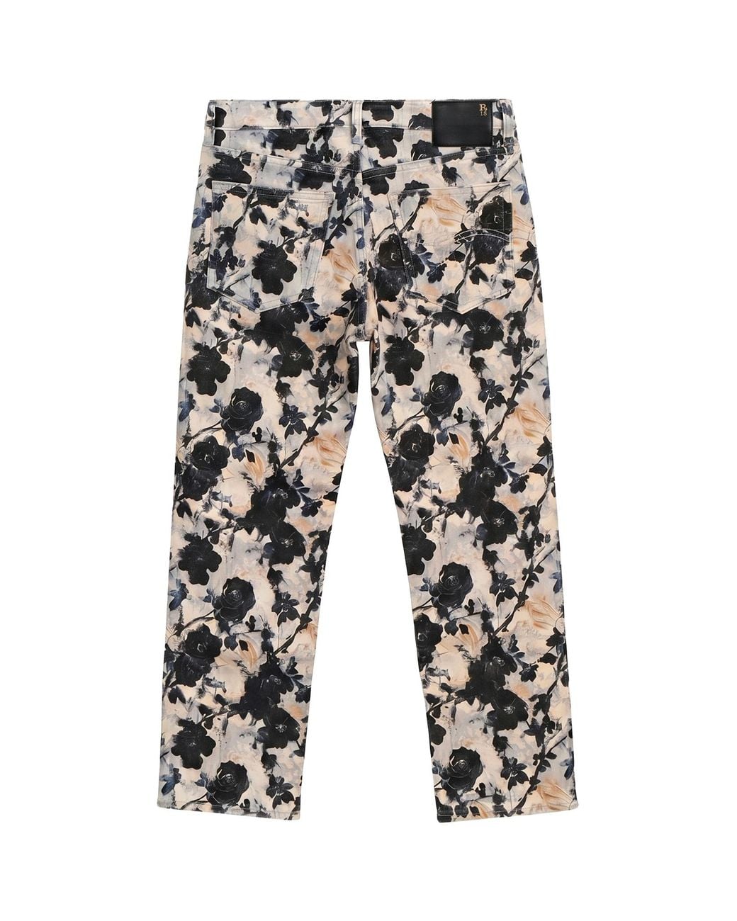 R13 White Floral Print Straight-Leg Pants