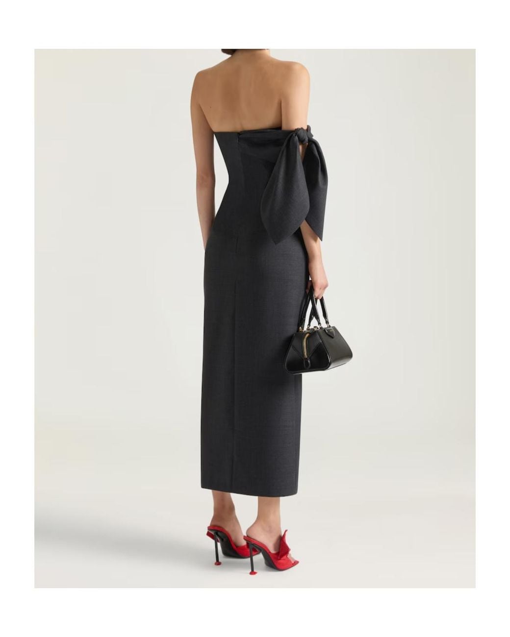 Givenchy Black Bow Bustier Midi Dress