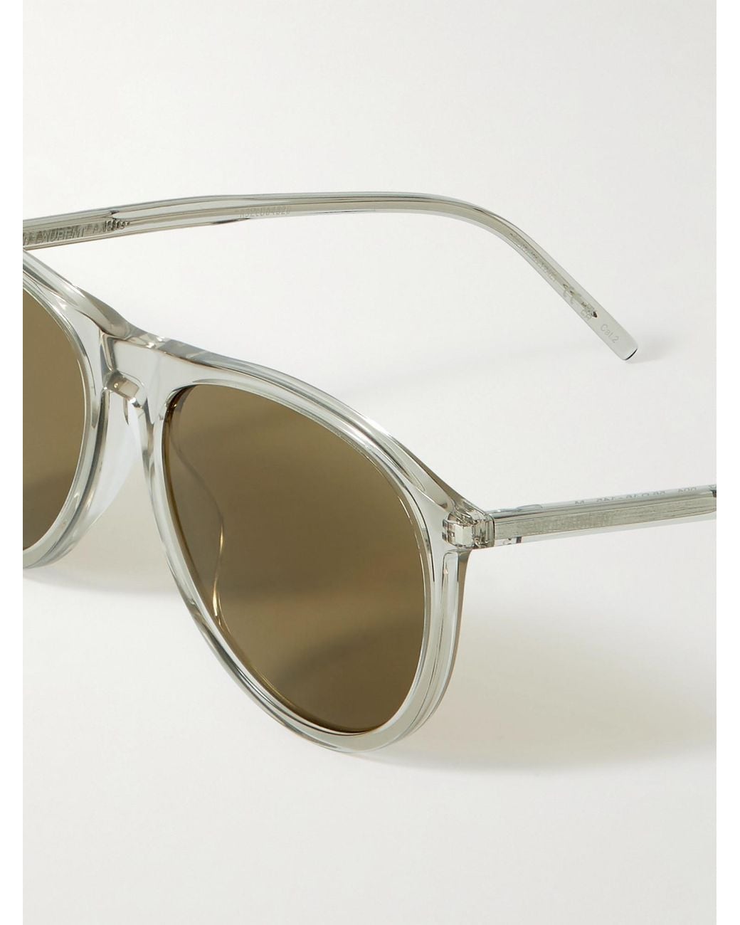 Saint Laurent Green Eyewear Aviator Frame Sunglasses