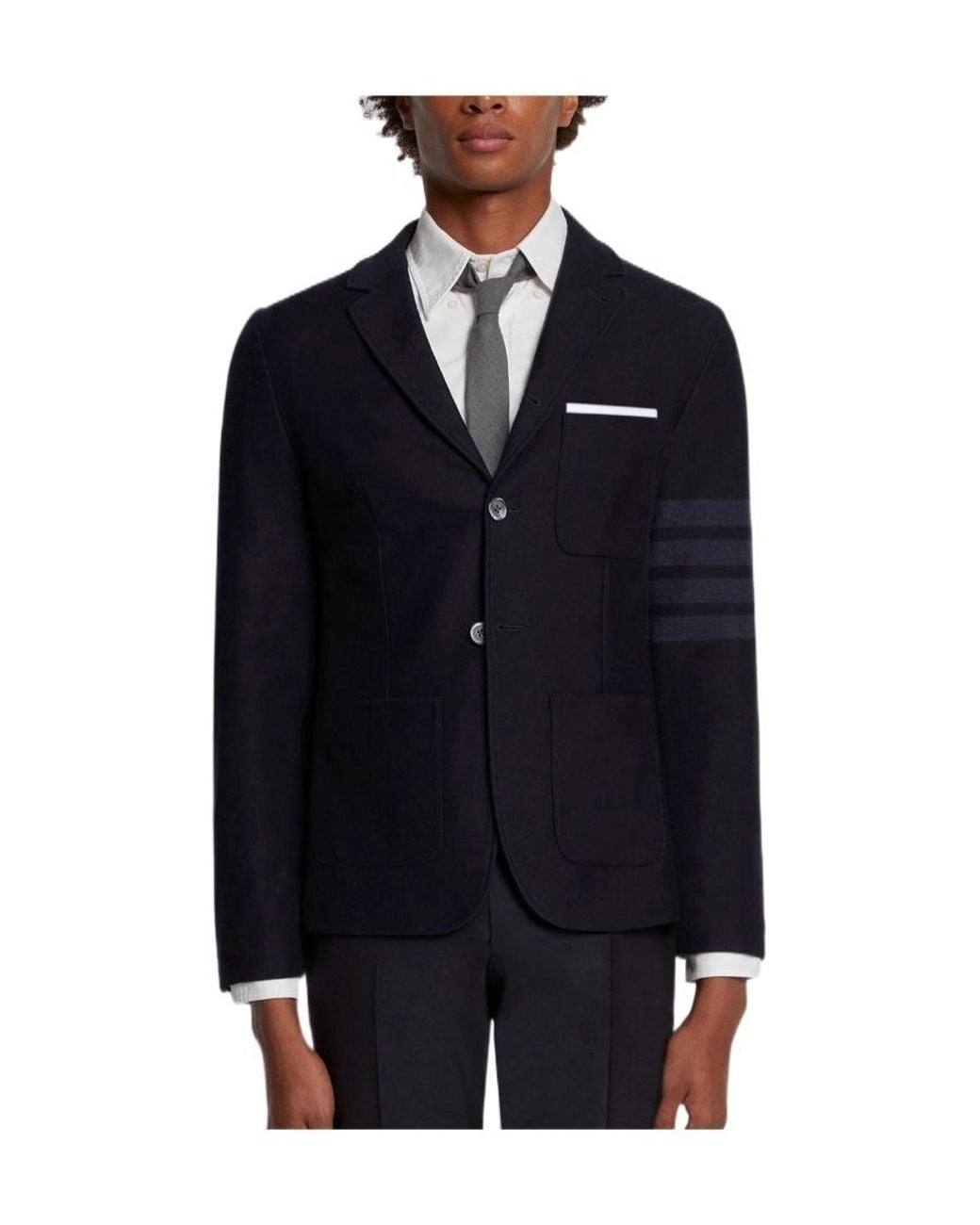 Thom Browne Blue 4-Bar Single-Breasted Jacket for men
