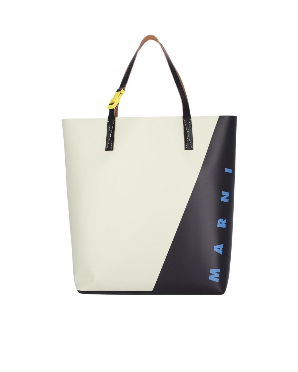 Marni White Logo Printed Two-Toned Tote Bag for men