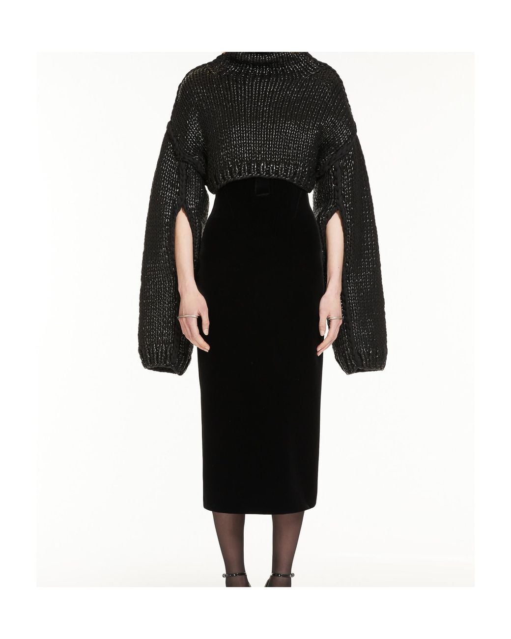Sportmax Black High Neck Cut-Out Detailed Jumper