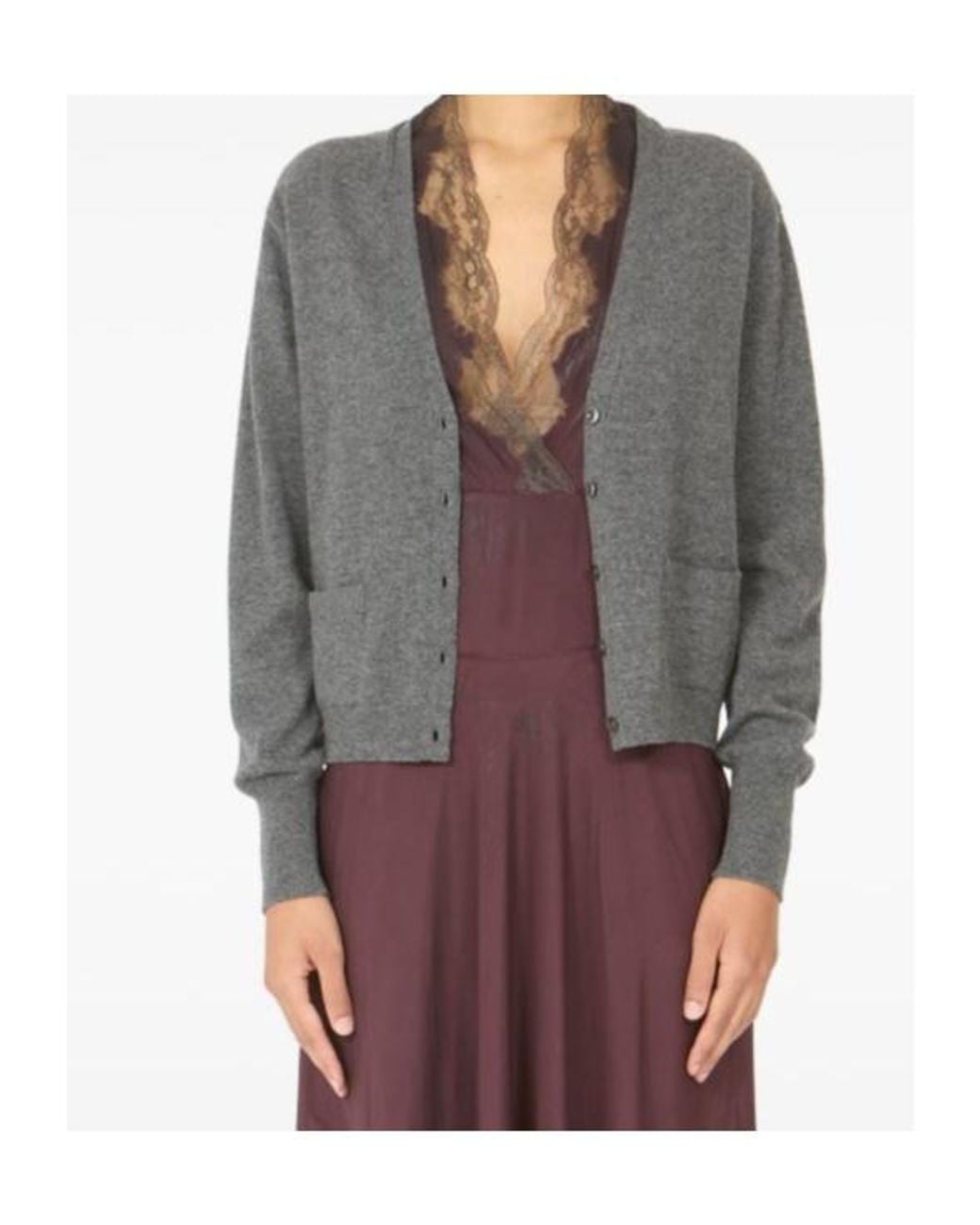 Maison Margiela Gray Long-Sleeved V-Neck Cardigan