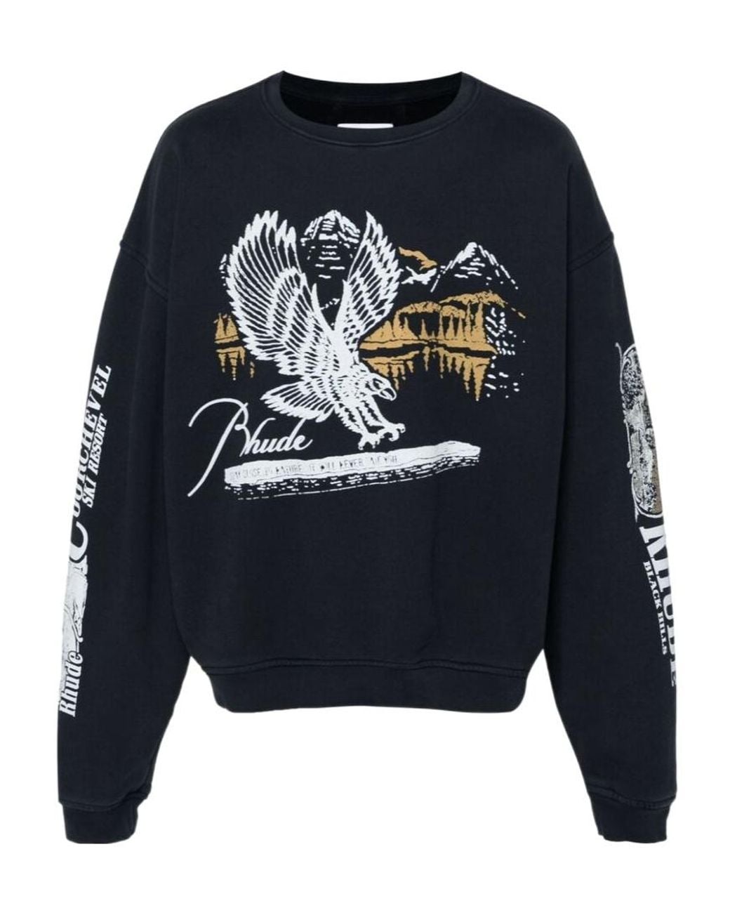 Rhude Blue Graphic-Print Cotton Sweatshirt for men