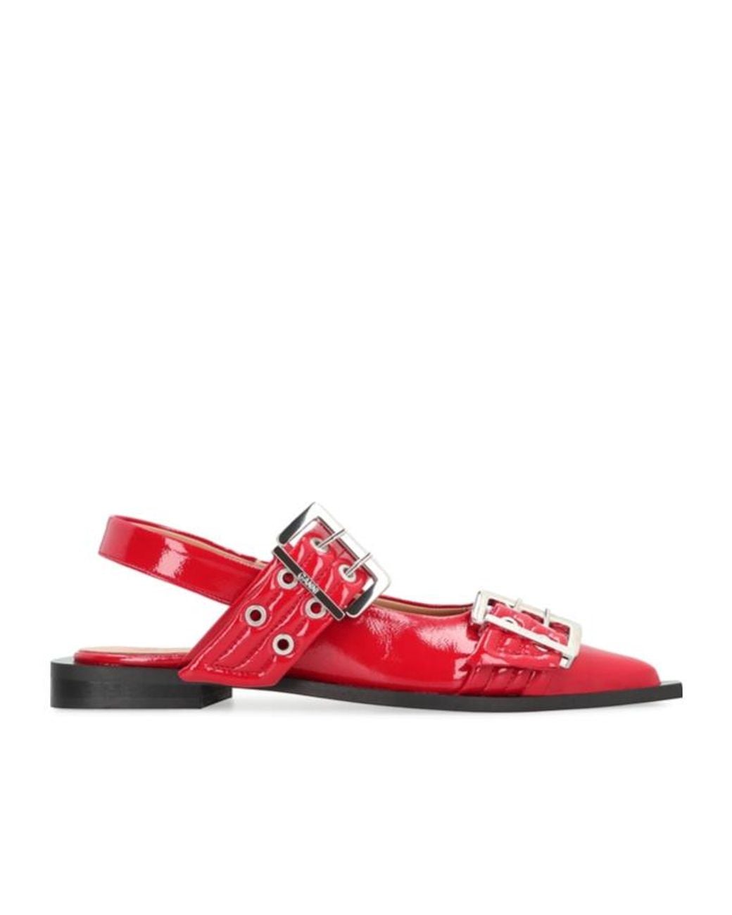 Ganni Red Open-Toe Flat Sandals