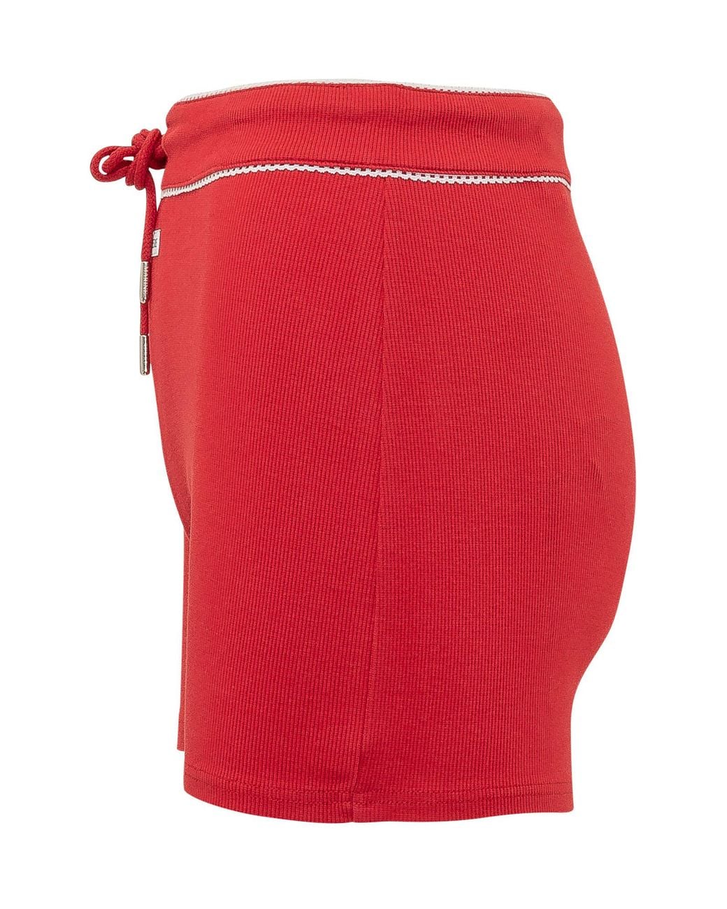 MARINE SERRE Red Light Ribbed Jersey Drawstring-Waist Mini Shorts