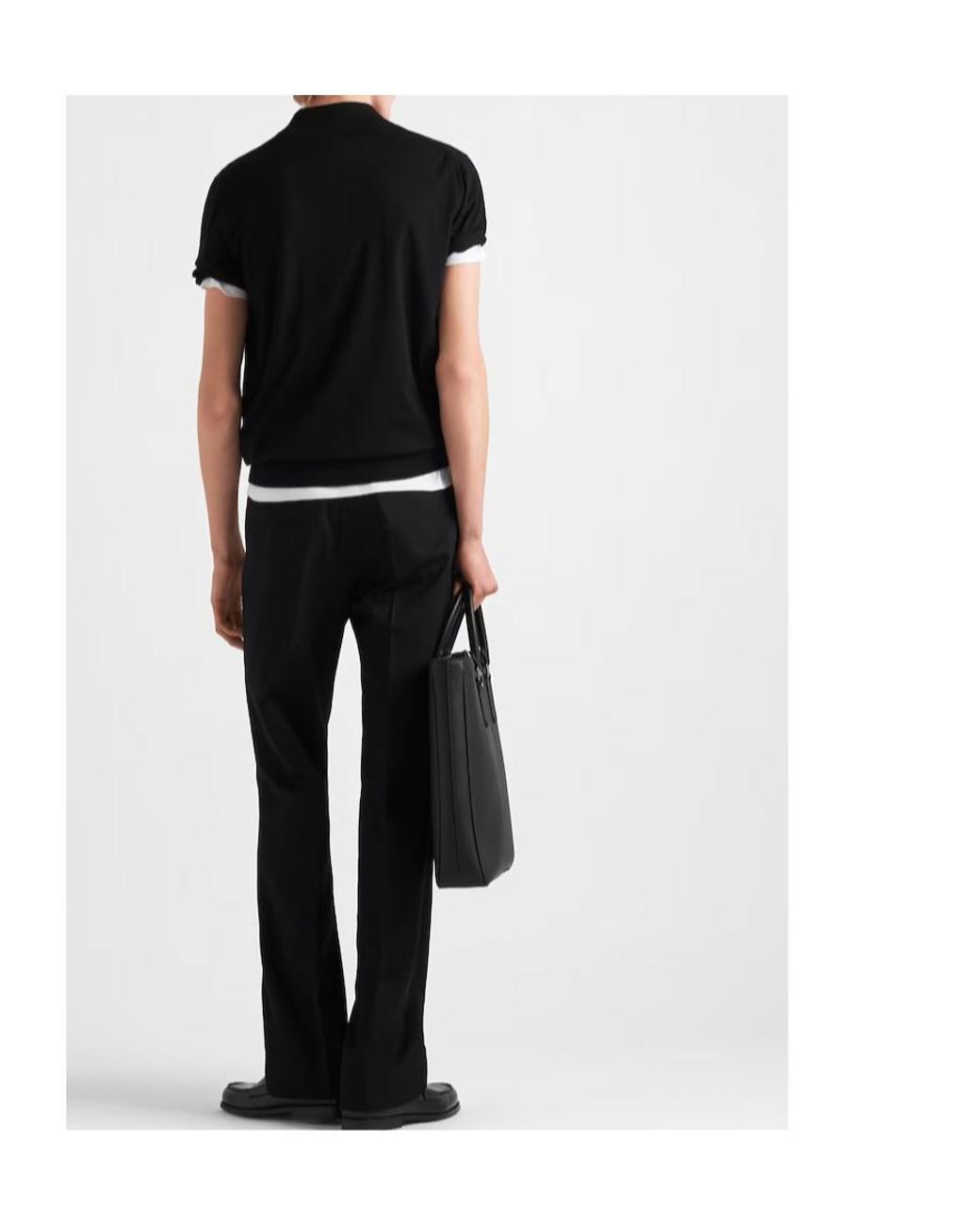 Prada Black Logo Detailed Short-Sleeved Polo Shirt for men