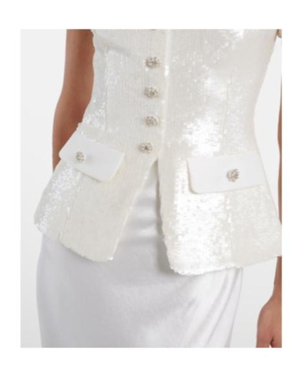 Self-Portrait White Sequined Maxi Dress