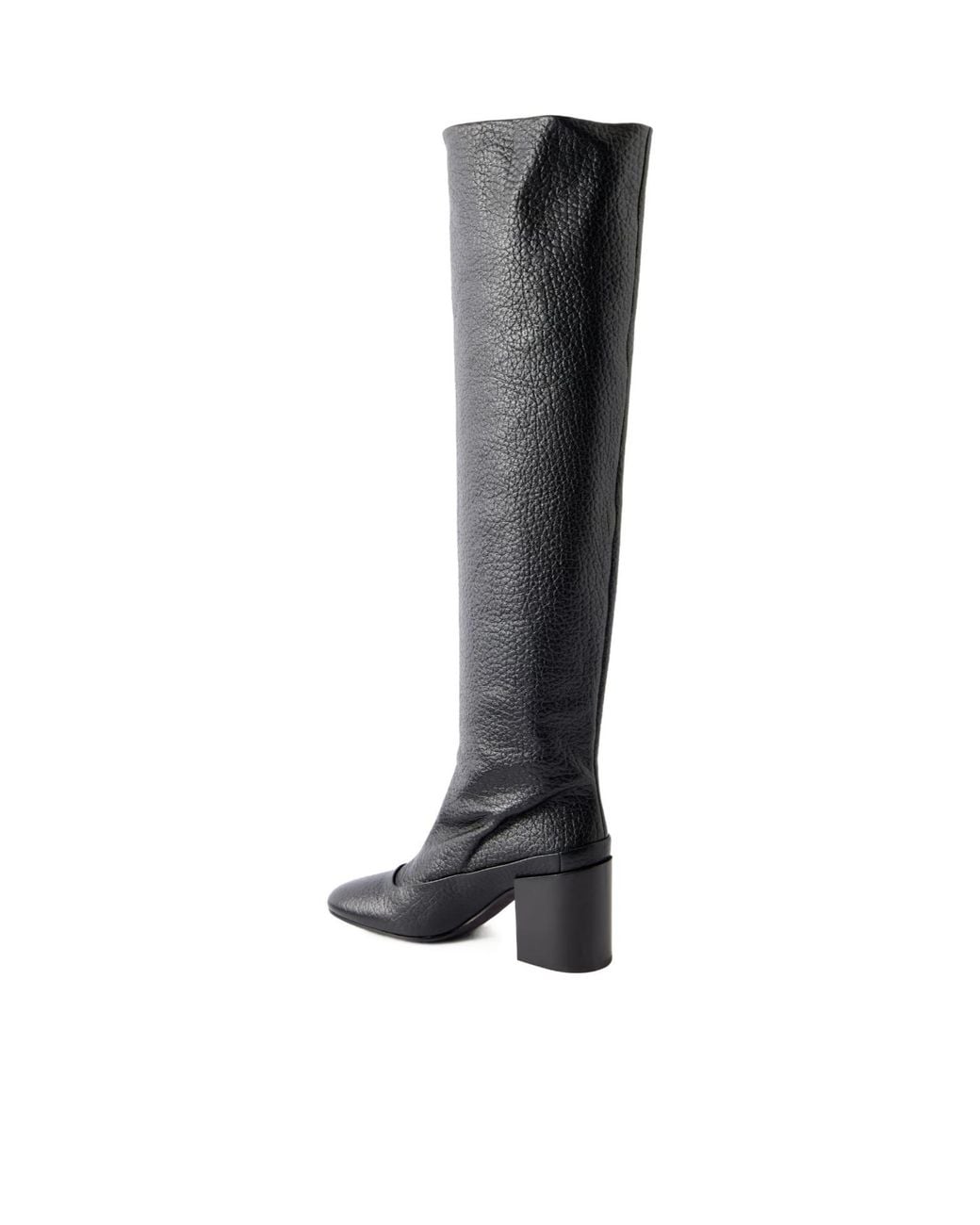 Dries Van Noten Black Leather Over-The-Knee Boots