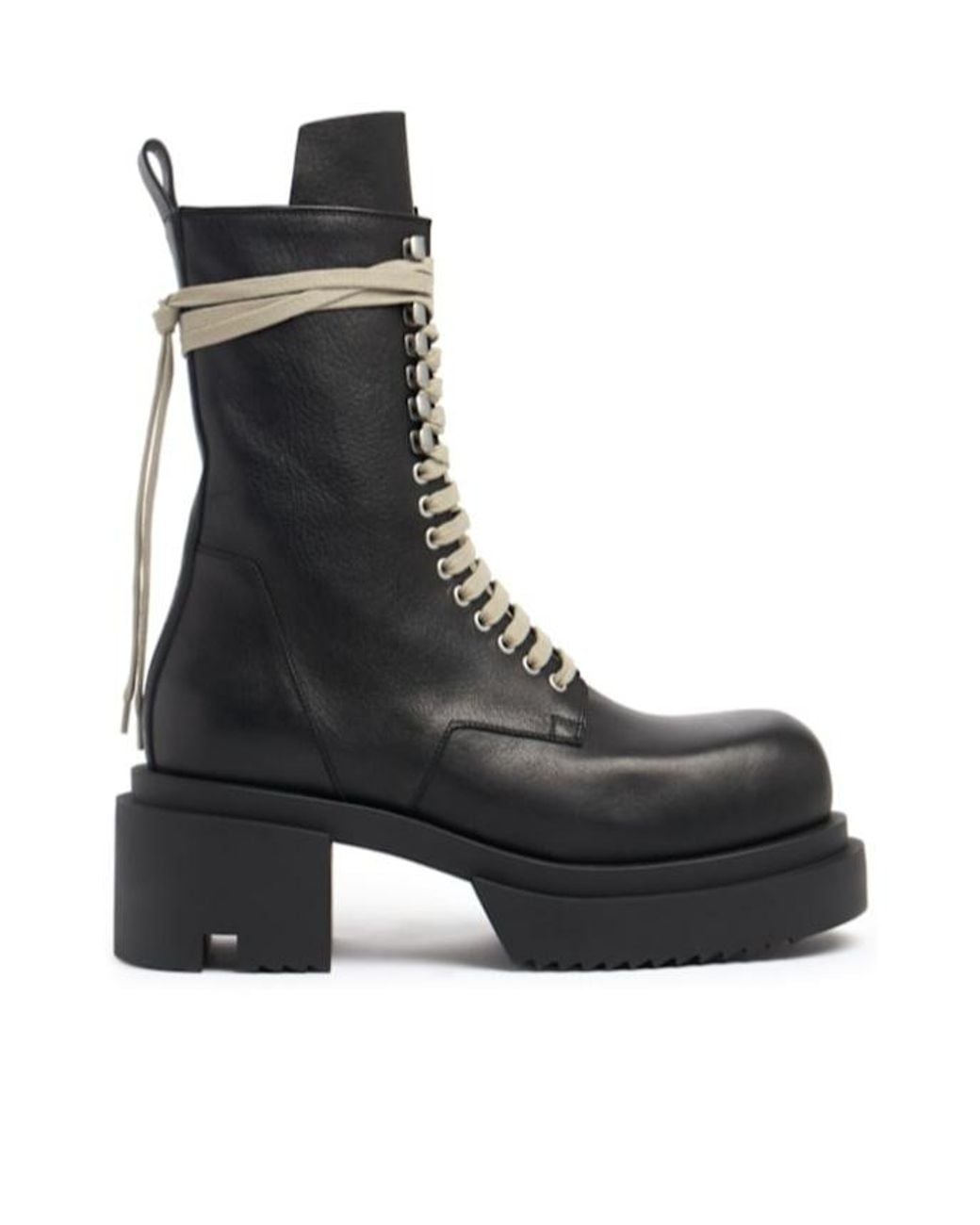 Rick Owens Black Lace-Up Leather Boots for men